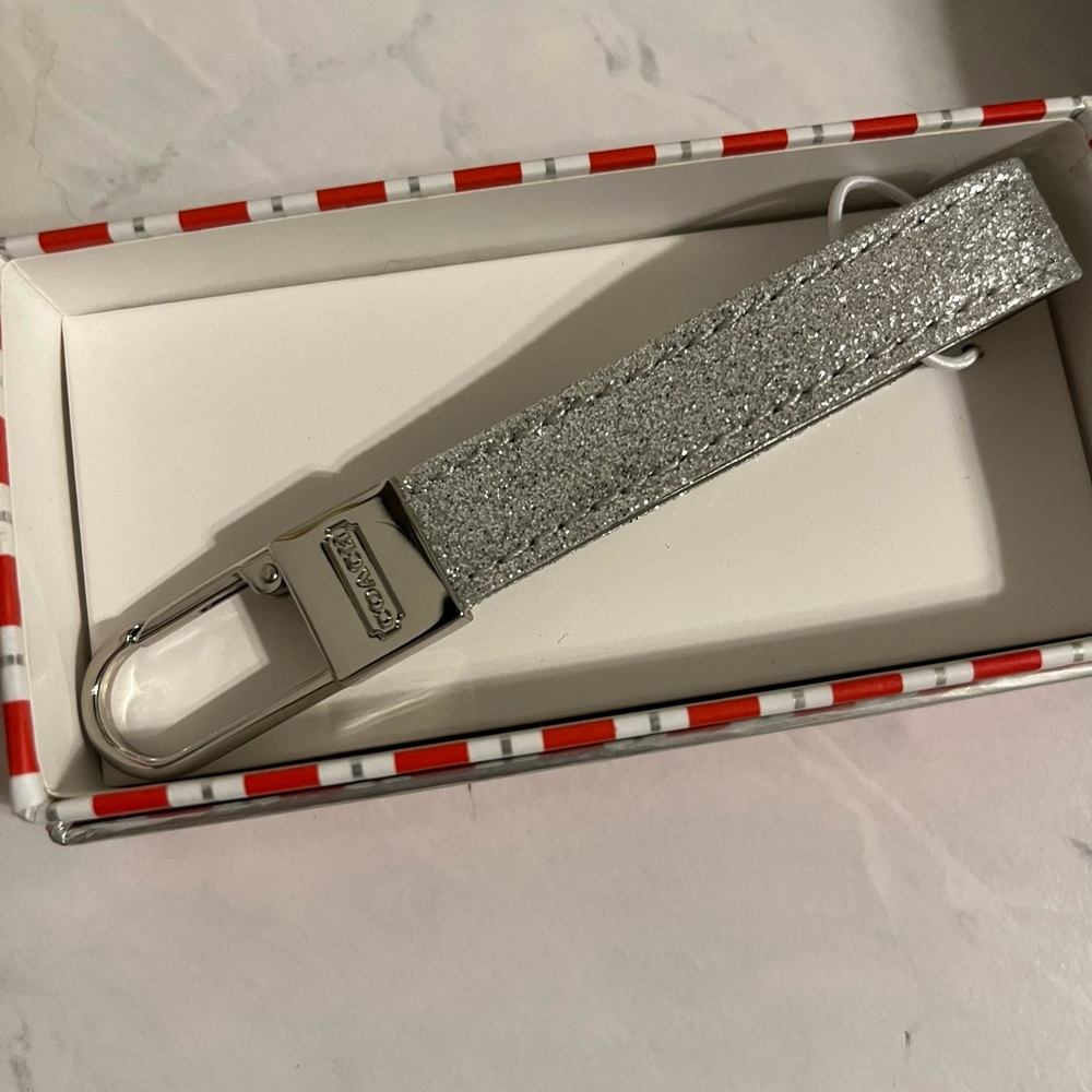 Coach Silver Glitter Key Fob